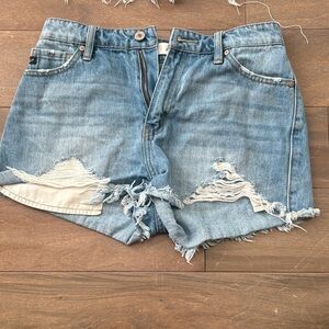 Boutique Denim Distressed High-Waist Women’s Shorts - Blue